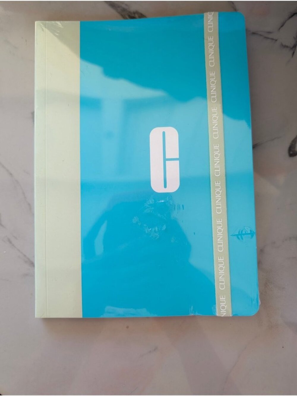 Clinique Blue & Green Reusable Notebook With Elastic Strap - Brand New